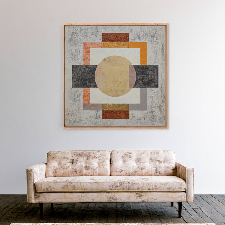 Geometric Bauhaus Grayscale Shapes Canvas Print, Black and White Art, Abstract Wall Art, Living Room Decor, Abstract Art, BAW-1x1-18