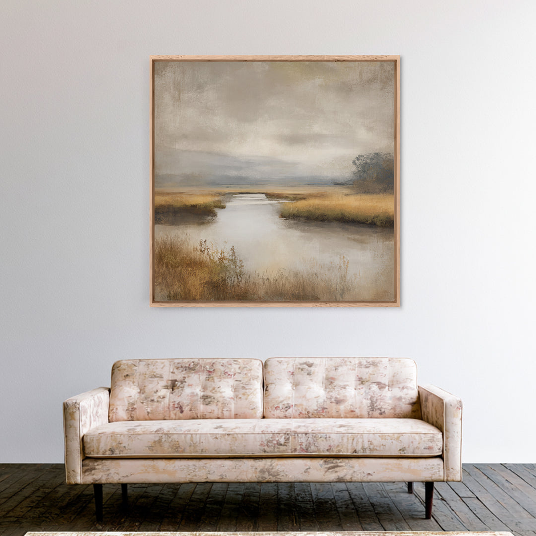 Misty Bridge Landscape Canvas Print, Black and White Art, Abstract Art, Living Room Decor, Watercolor Art, Monochrome, BAW-1x1-19