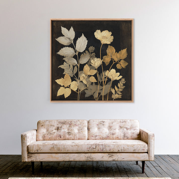 Black and White Botanical Specimen Plate Canvas Print, Black and White Art, Printable Wall Art, Living Room Decor, Monochrome, BAW-1x1-23