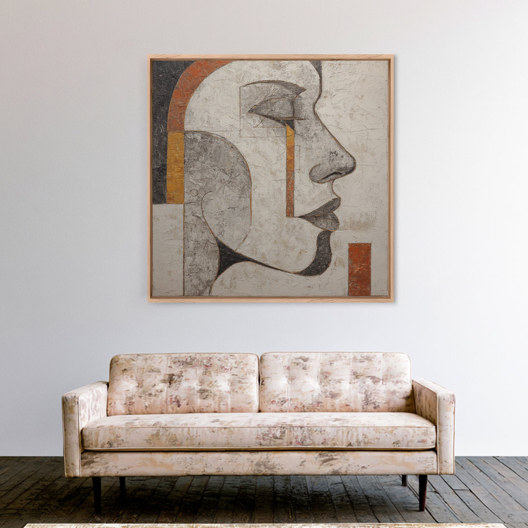 Monochrome Female Profile Canvas Print, Black and White Art, Room Decor, Living Room Decor, Abstract Art, Monochrome, BAW-1x1-25