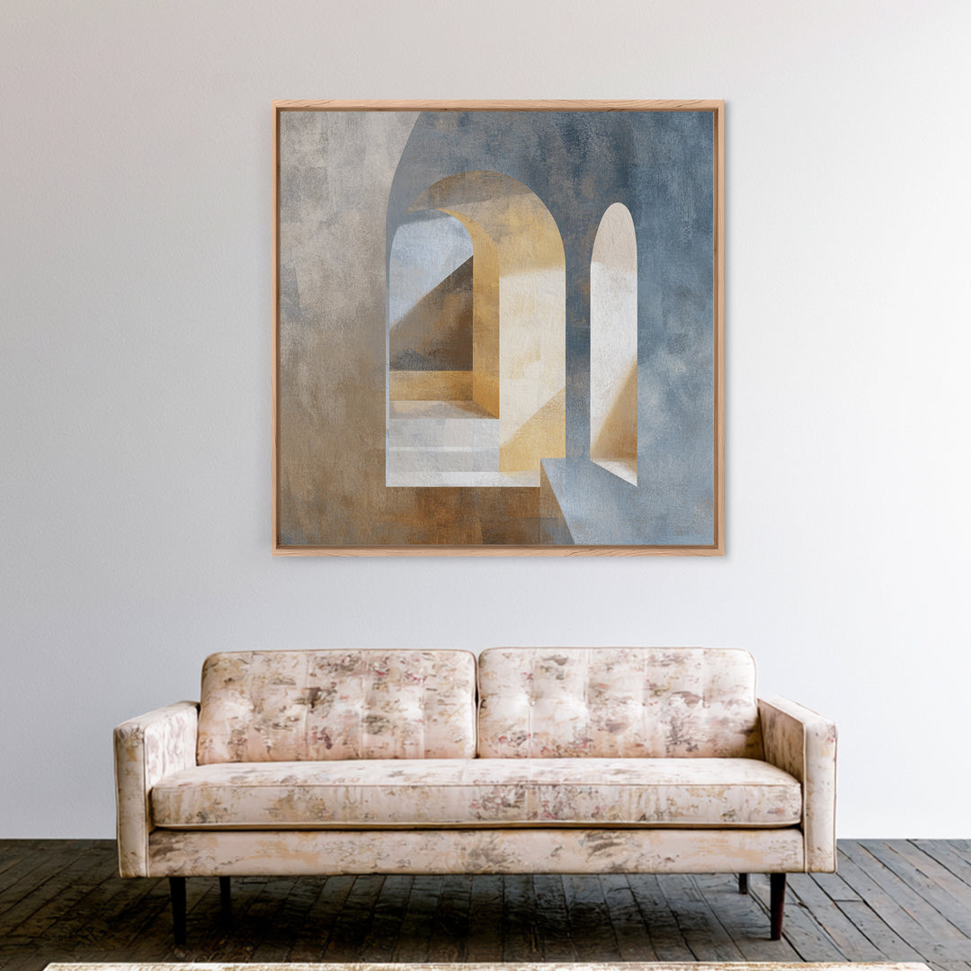 High Contrast Architectural Arches and Shadows Canvas Print, Black and White Art, Mid Century Modern, Living Room Decor, BAW-1x1-3