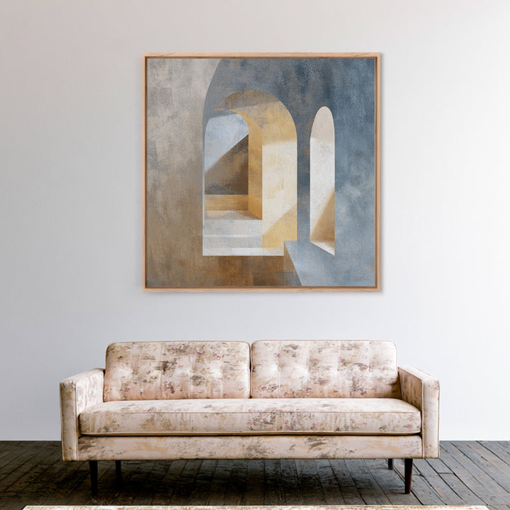High Contrast Architectural Arches and Shadows Canvas Print, Black and White Art, Mid Century Modern, Living Room Decor, BAW-1x1-3