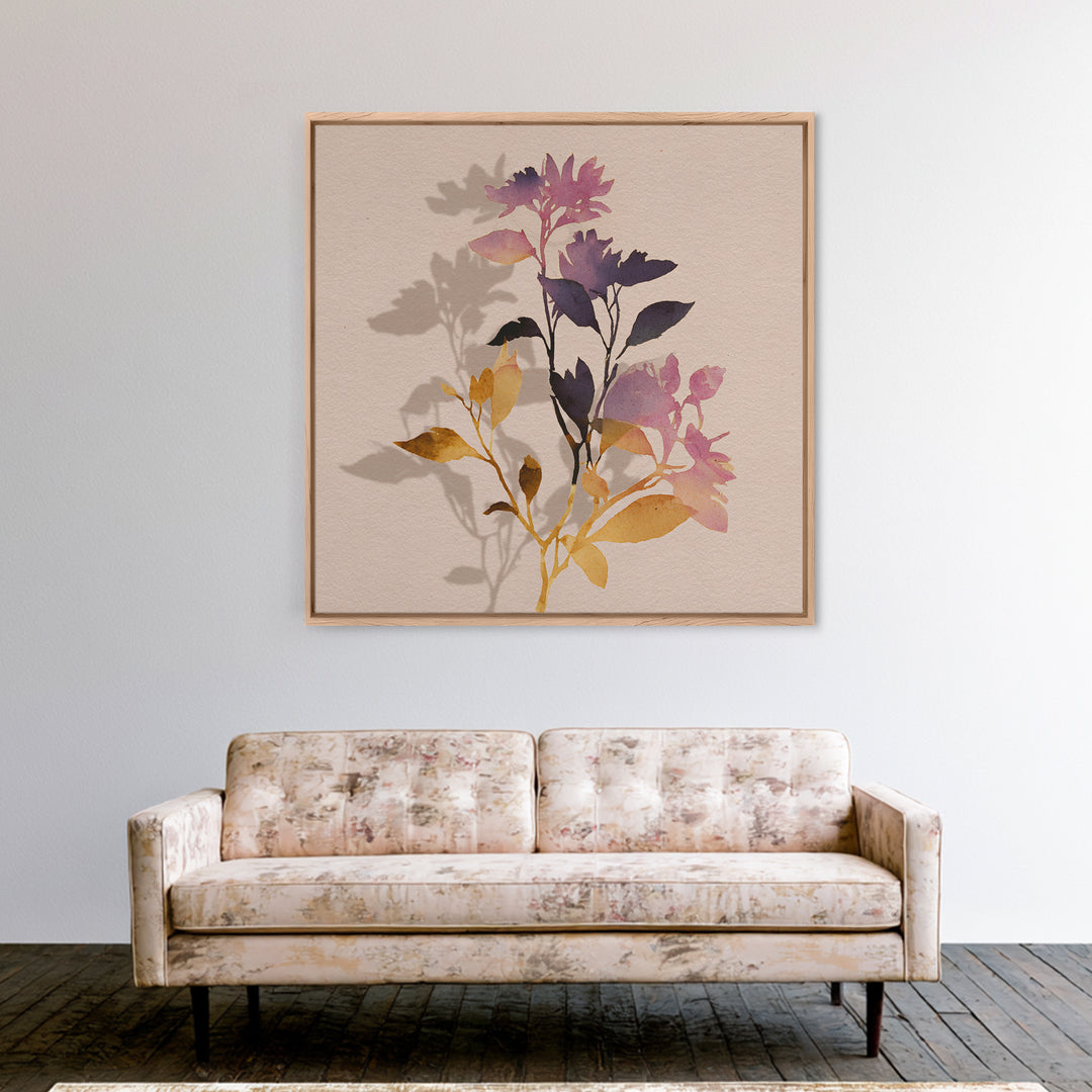 Minimal Botanical Branch Canvas Print, Black and White Art, Modern Art, Living Room Decor, Watercolor Art, Monochrome, BAW-1x1-30