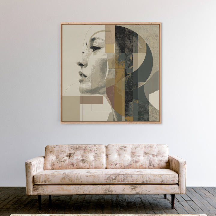 Monochrome Female Profile Canvas Print, Black and White Art, Room Decor, Living Room Decor, Abstract Art, Monochrome, BAW-1x1-49