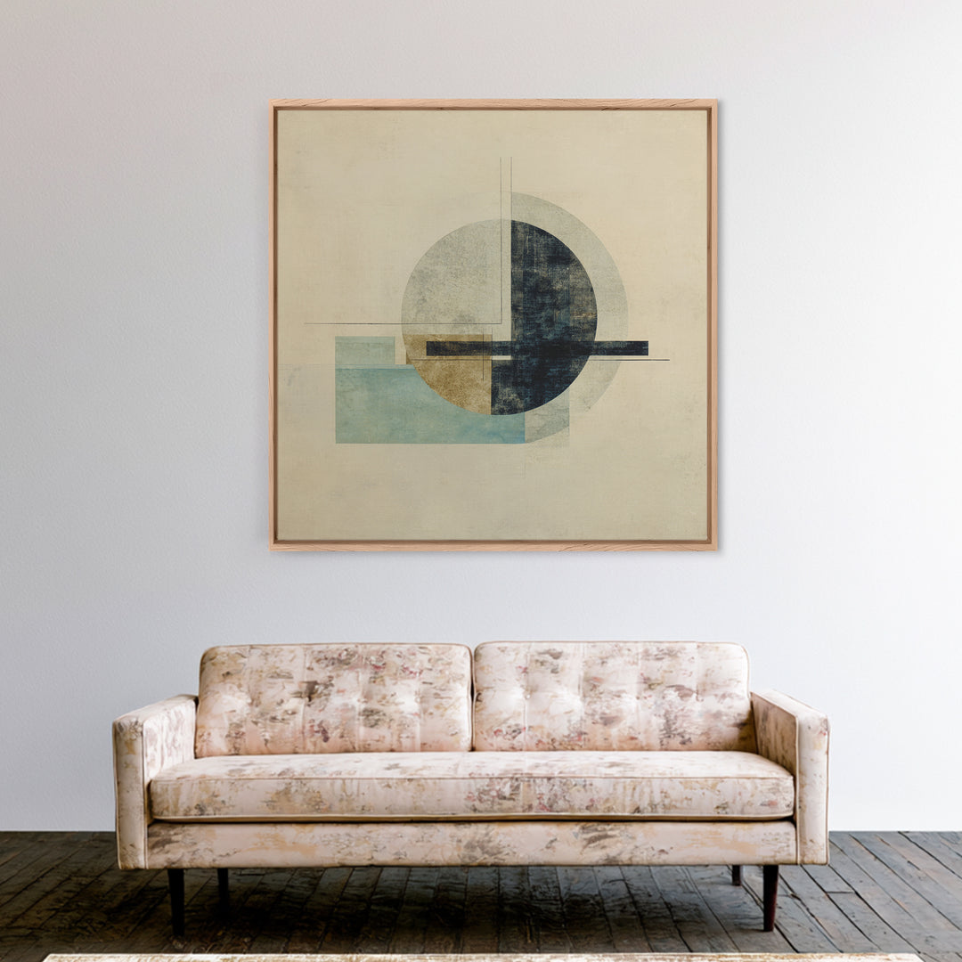 Large Circle and Line Abstract Framed Canvas Print, Black and White Art, Set of 3 Prints, Living Room Decor, Monochrome, BAW-1x1-72
