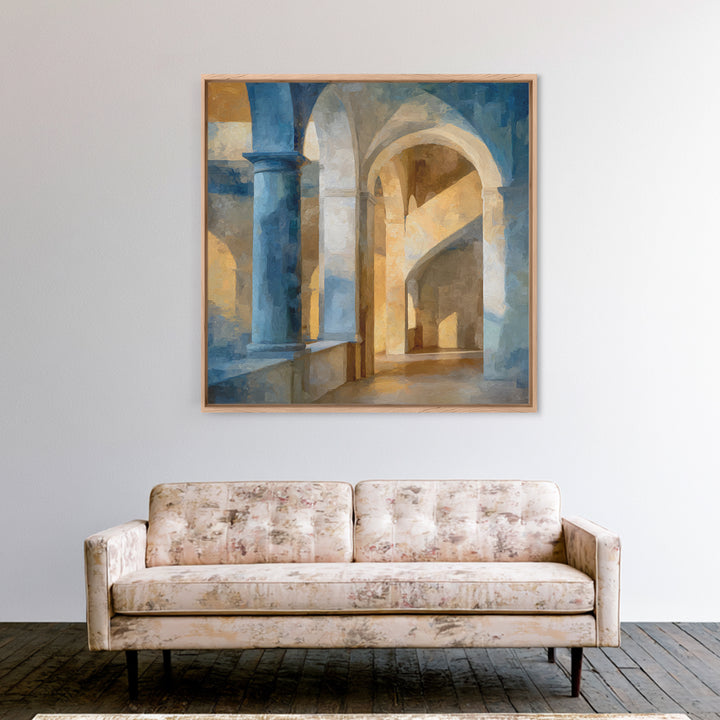 High Contrast Architectural Arches and Shadows Canvas Print, Black and White Art, Statement Artwork, Living Room Decor, BAW-1x1-75