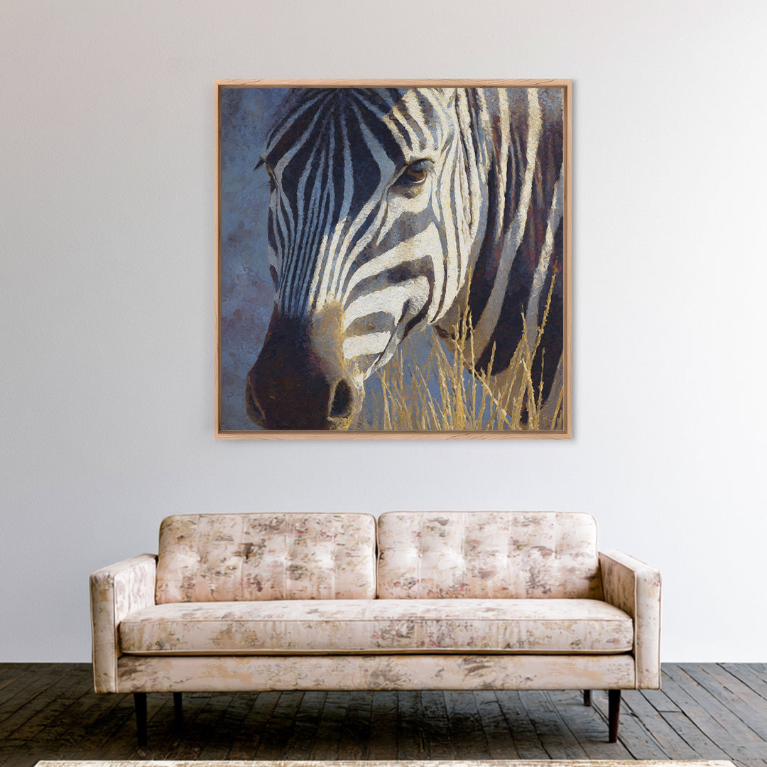 Zebra Stripe Closeup as Graphic Abstraction Canvas Print, Black and White Art, Fine Art Print, Living Room Decor, Monochrome, BAW-1x1-80