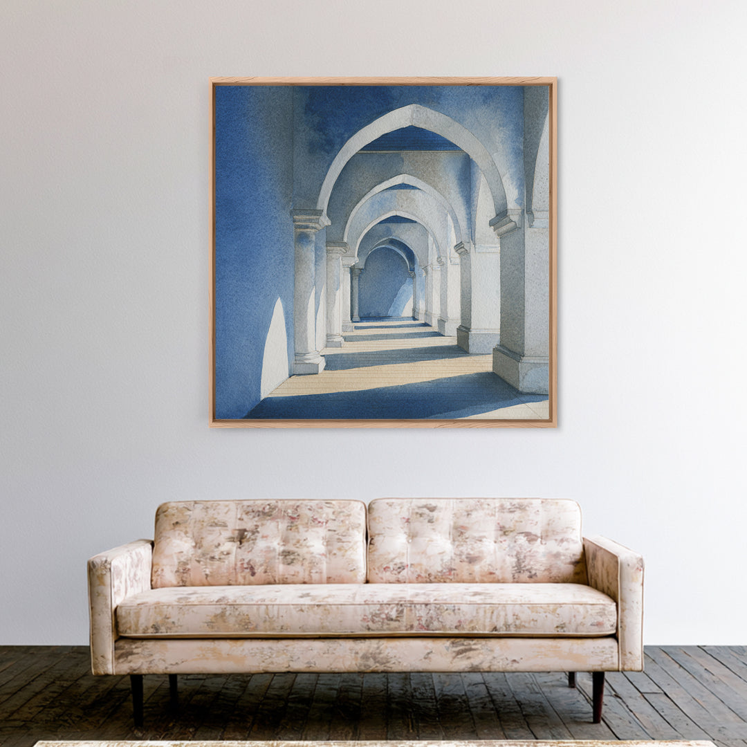 High Contrast Architectural Arches and Shadows Canvas Print, Black and White Art, Wall Decor, Living Room Decor, Monochrome, BAW-1x1-99