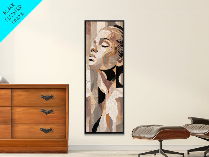 Monochrome Female Profile Canvas Print, Black and White Art, Minimalist Decor, Living Room Decor, Fine Art, Monochrome, BAW-1x3-37