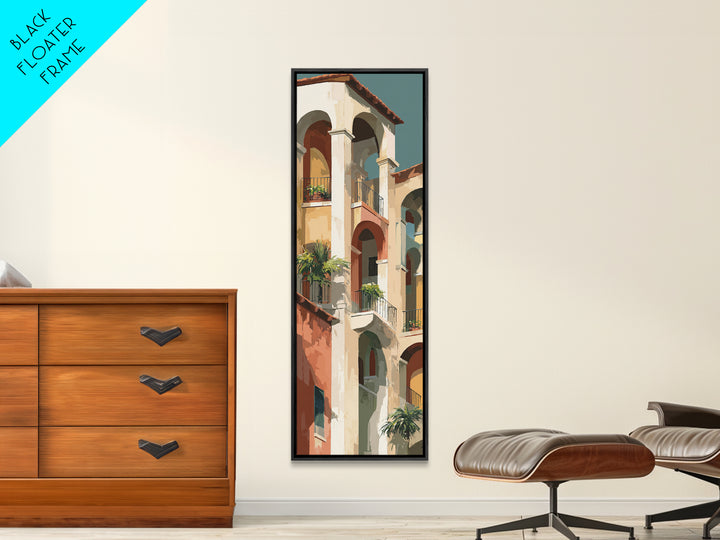High Contrast Architectural Arches and Shadows Canvas Print, Black and White Art, Apartment Decor, Living Room Decor, BAW-1x3-39