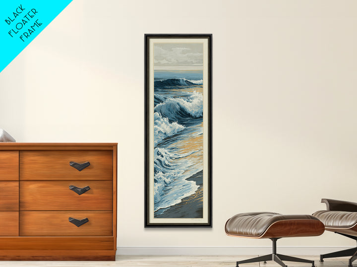 Stormy Ocean Wave Framed Canvas Print, Black and White Art, Modern Decor, Living Room Decor, Fine Art, Monochrome, Wall Decor, BAW-1x3-46