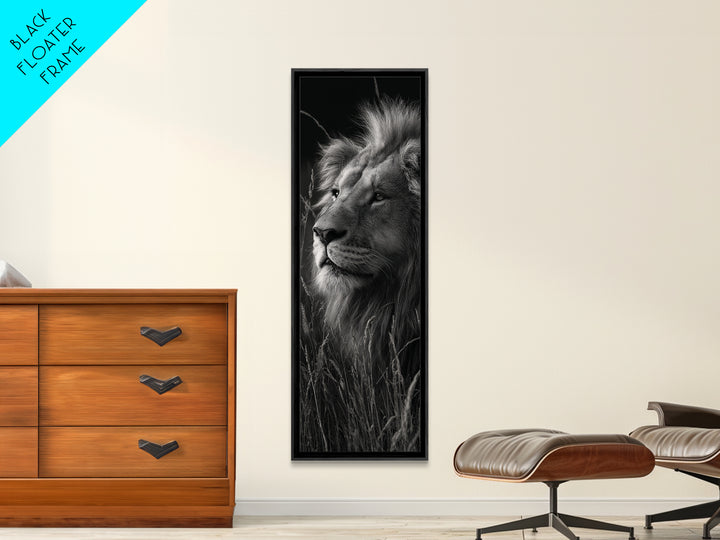 Dramatic Black and White Lion Portrait Canvas Print, Black and White Art, Fine Art Print, Living Room Decor, Oil Painting, BAW-1x3-5