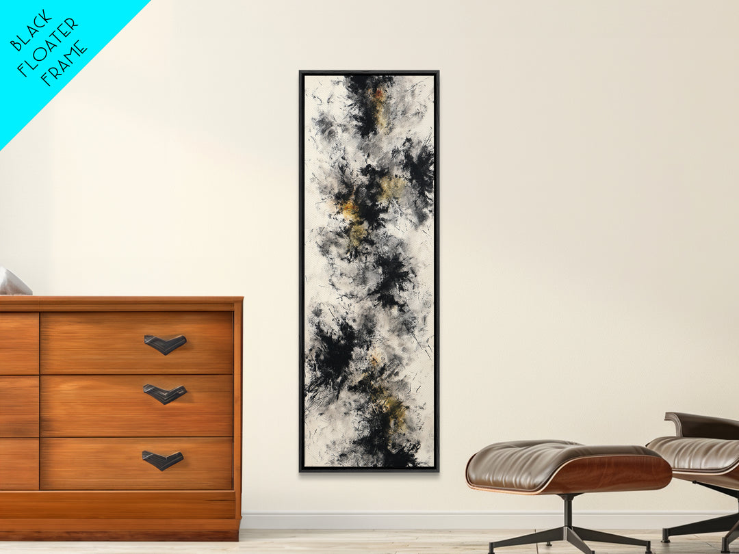 Abstract Charcoal Gestures on White Paper Canvas Print, Black and White Art, Printable Art, Living Room Decor, Monochrome, BAW-1x3-64
