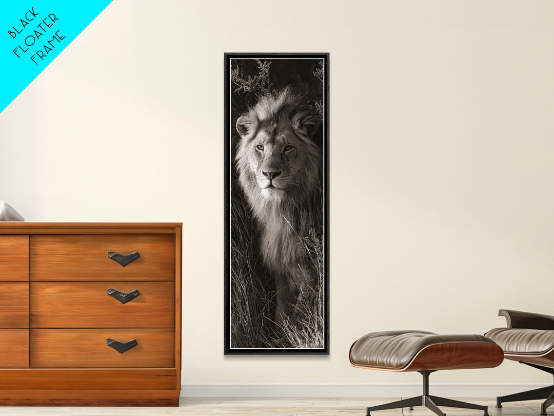 Dramatic Black and White Lion Portrait Canvas Print, Black and White Art, Art, Living Room Decor, Fine Art, Monochrome, BAW-1x3-77
