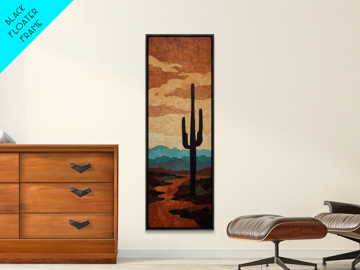 Monochrome Desert Cactus Silhouette Canvas Print, Black and White Art, Luxury Decor, Living Room Decor, Fine Art, Monochrome, BAW-1x3-9