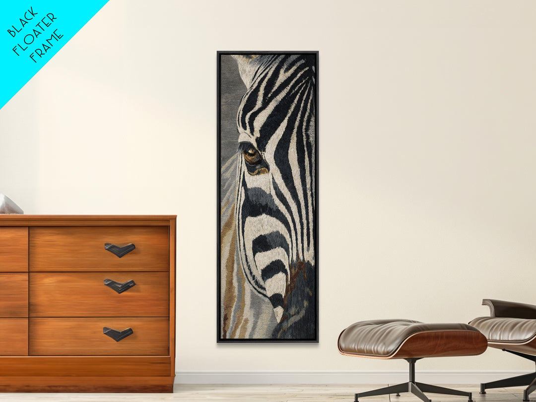 Zebra Stripe Closeup as Graphic Abstraction Canvas Print, Black and White Art, Photography Prints, Living Room Decor, BAW-1x3-92