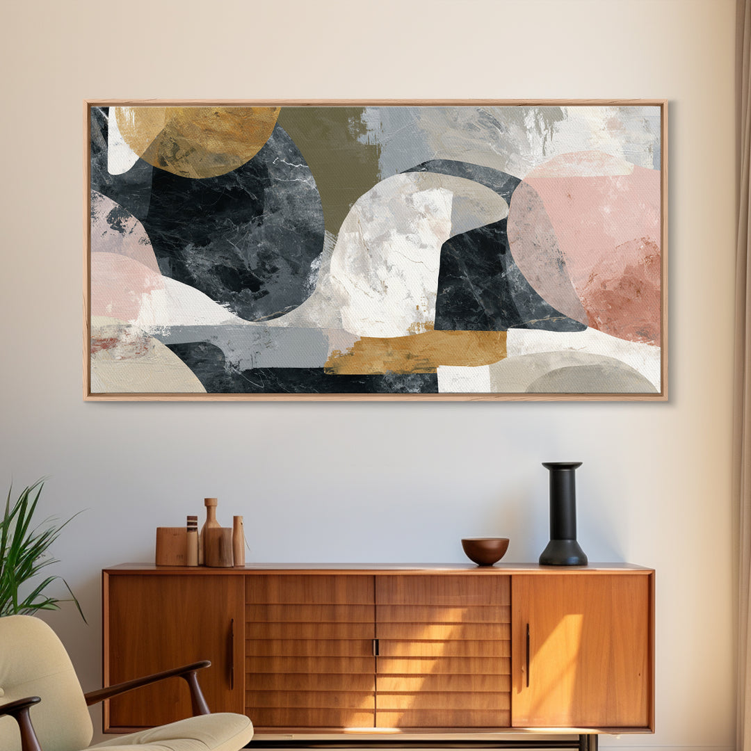 Abstract Marble Texture Framed Canvas Print, Black and White Art, Abstract Wall Art, Living Room Decor, Abstract Art, BAW-2x1-11