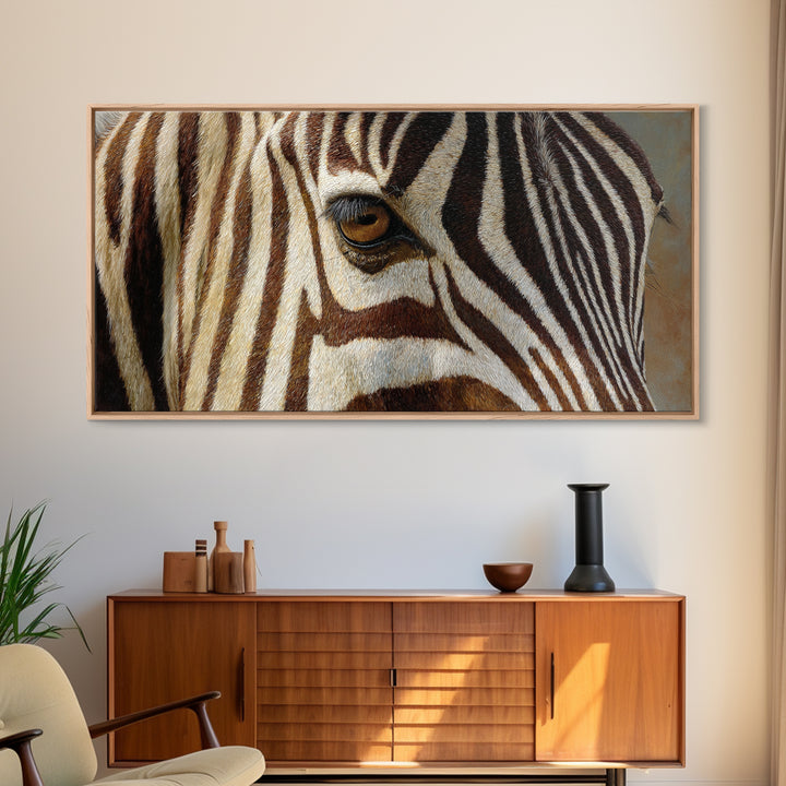 Zebra Stripe Closeup as Graphic Abstraction Canvas Print, Black and White Art, Contemporary Art, Living Room Decor, Monochrome, BAW-2x1-28