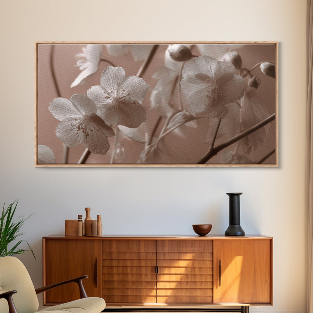 Black and White Botanical Specimen Plate Canvas Print, Black and White Art, Art Print, Living Room Decor, Monochrome, BAW-2x1-43