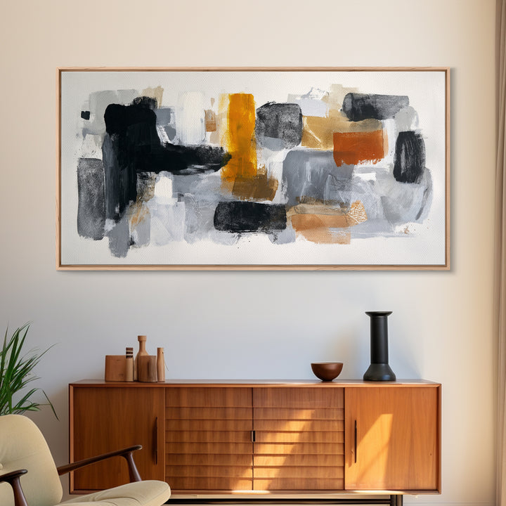 Abstract Charcoal Gestures on White Paper Canvas Print, Black and White Art, Digital Prints, Living Room Decor, Abstract Art, BAW-2x1-48