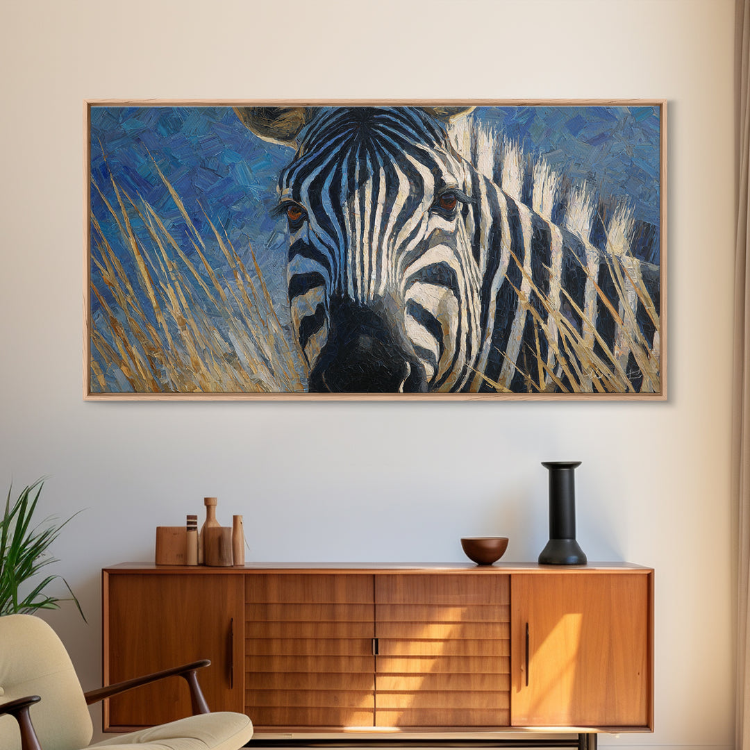 Zebra Stripe Closeup as Graphic Abstraction Canvas Print, Black and White Art, Halloween Decor, Living Room Decor, Monochrome, BAW-2x1-52