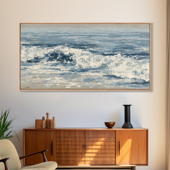 Stormy Ocean Wave Canvas Print, Black and White Art, Digital Prints, Living Room Decor, Fine Art, Monochrome, Wood Wall Art, BAW-2x1-54