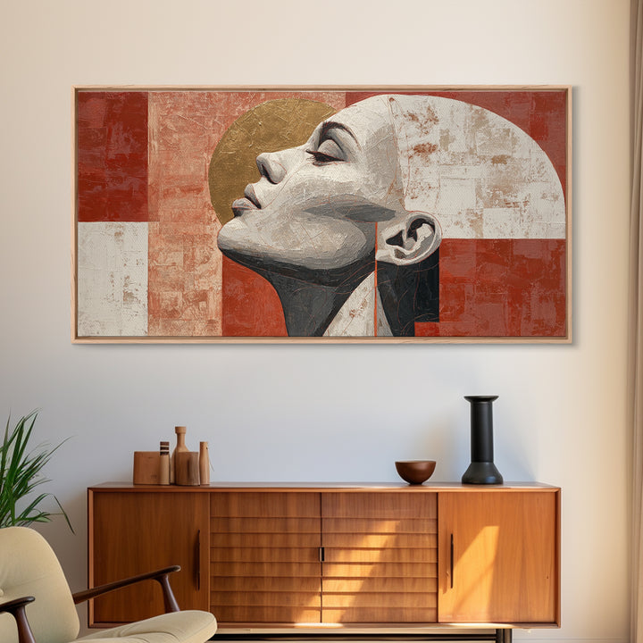 Monochrome Female Profile Canvas Print, Black and White Art, Printable Art, Living Room Decor, Abstract Art, Monochrome, BAW-2x1-69