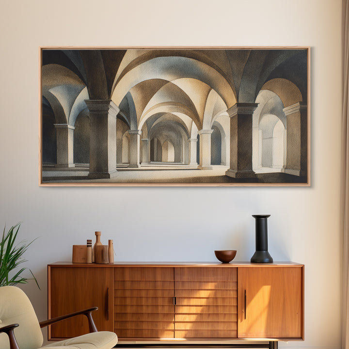 High Contrast Architectural Arches and Shadows Canvas Print, Black and White Art, Set of 3 Prints, Living Room Decor, BAW-2x1-71