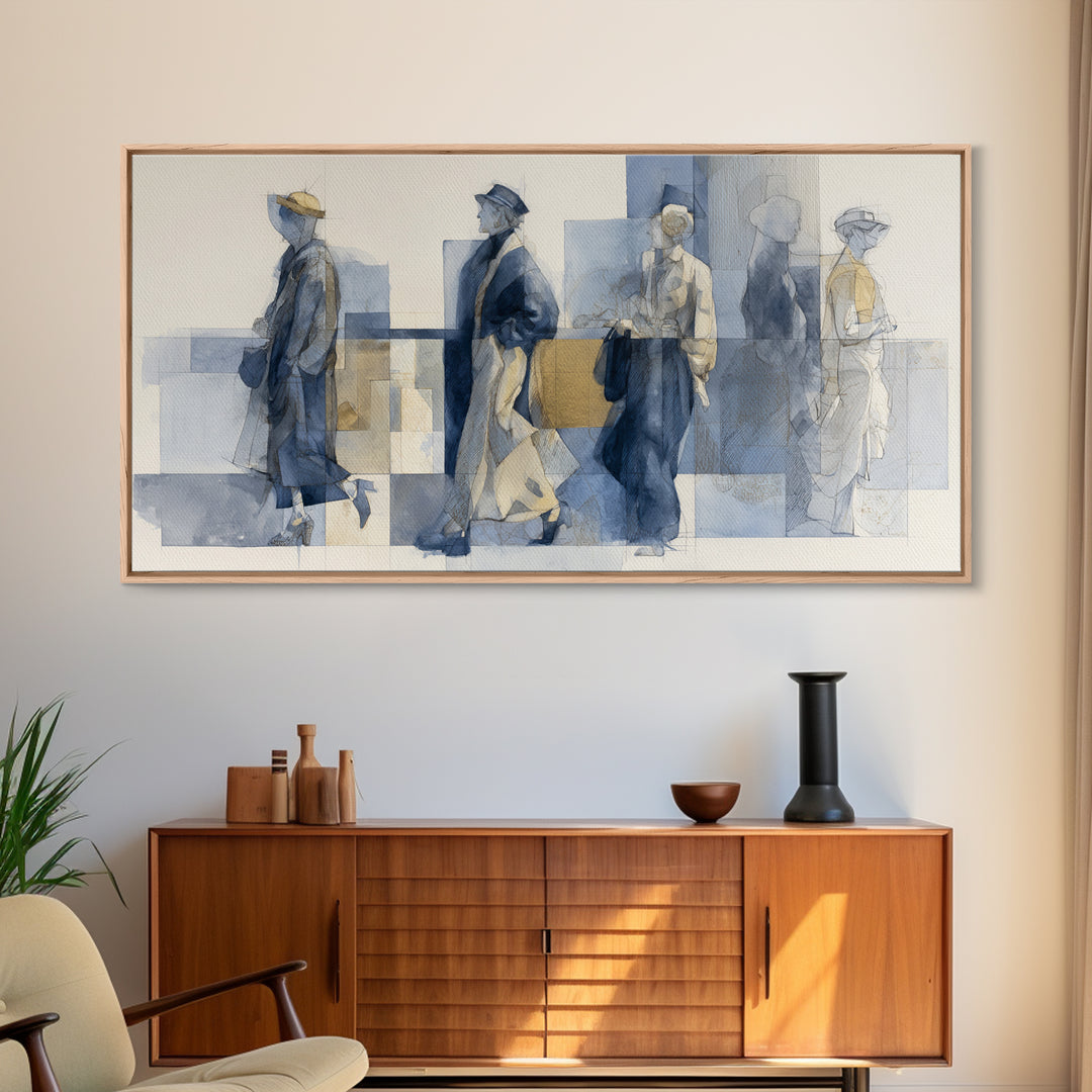 Classic Nude Figure Sketch Canvas Print, Black and White Art, Original Art, Living Room Decor, Oil Painting, Monochrome, BAW-2x1-77