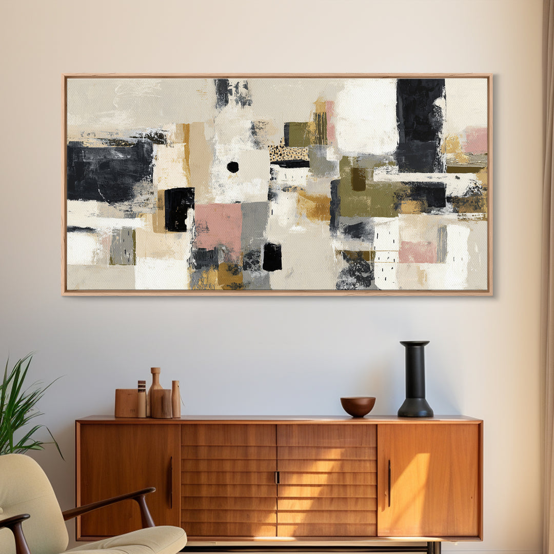 Abstract Marble Texture Framed Canvas Print, Black and White Art, Wall Decor, Living Room Decor, Fine Art, Monochrome, BAW-2x1-83