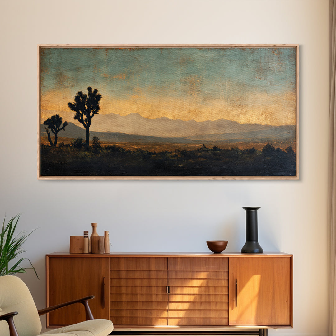 Monochrome Desert Cactus Silhouette Canvas Print, Black and White Art, Apartment Decor, Living Room Decor, Oil Painting, BAW-2x1-89