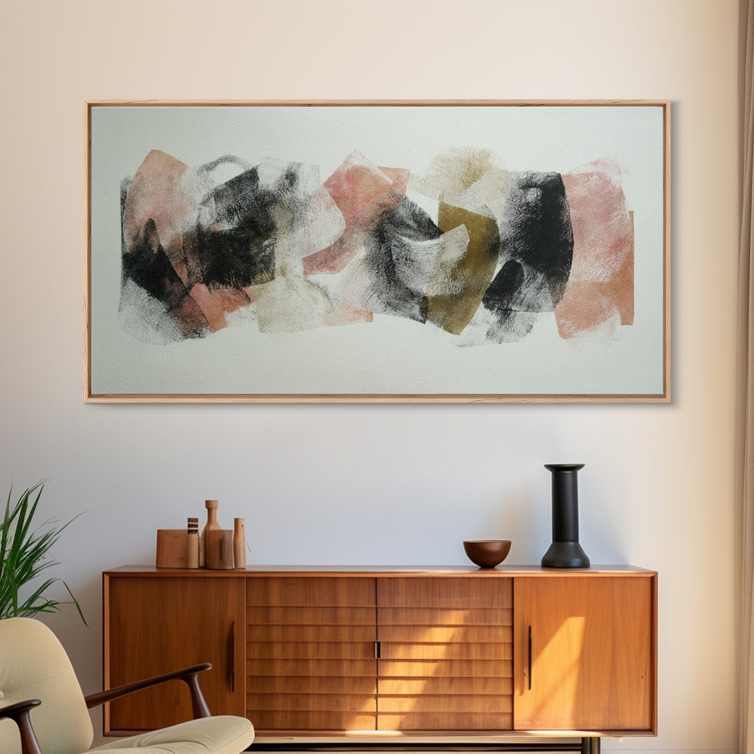 Abstract Charcoal Gestures on White Paper Canvas Print, Black and White Art, Modern Wall Art, Living Room Decor, Monochrome, BAW-2x1-96