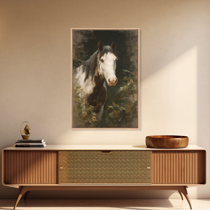 Black and White Wild Horse Portrait Canvas Print, Black and White Art, Printable Wall Art, Living Room Decor, Monochrome, BAW-2x3-13