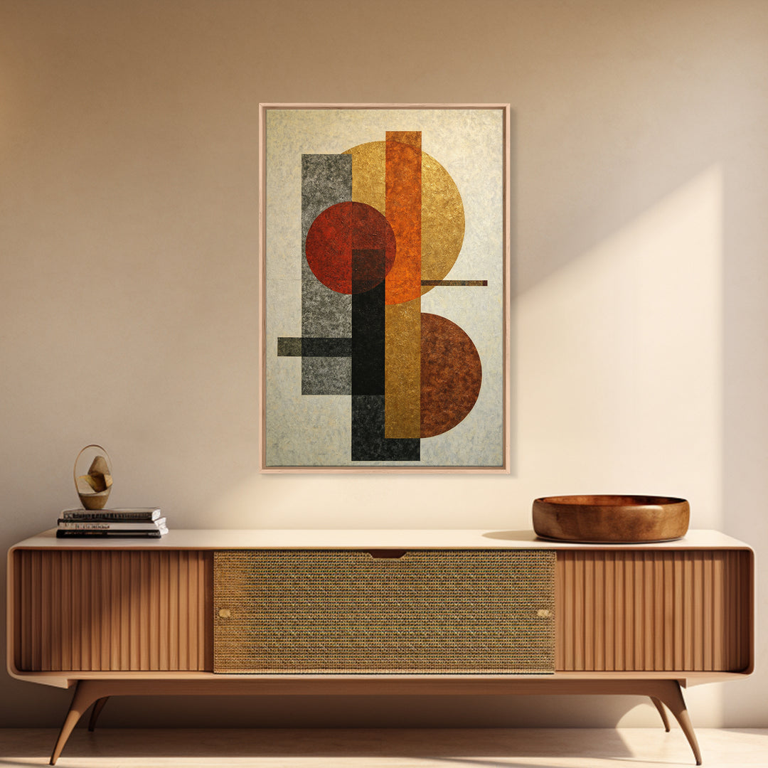 Geometric Bauhaus Grayscale Shapes Canvas Print, Black and White Art, Wall Decor, Living Room Decor, Fine Art, Monochrome, BAW-2x3-50