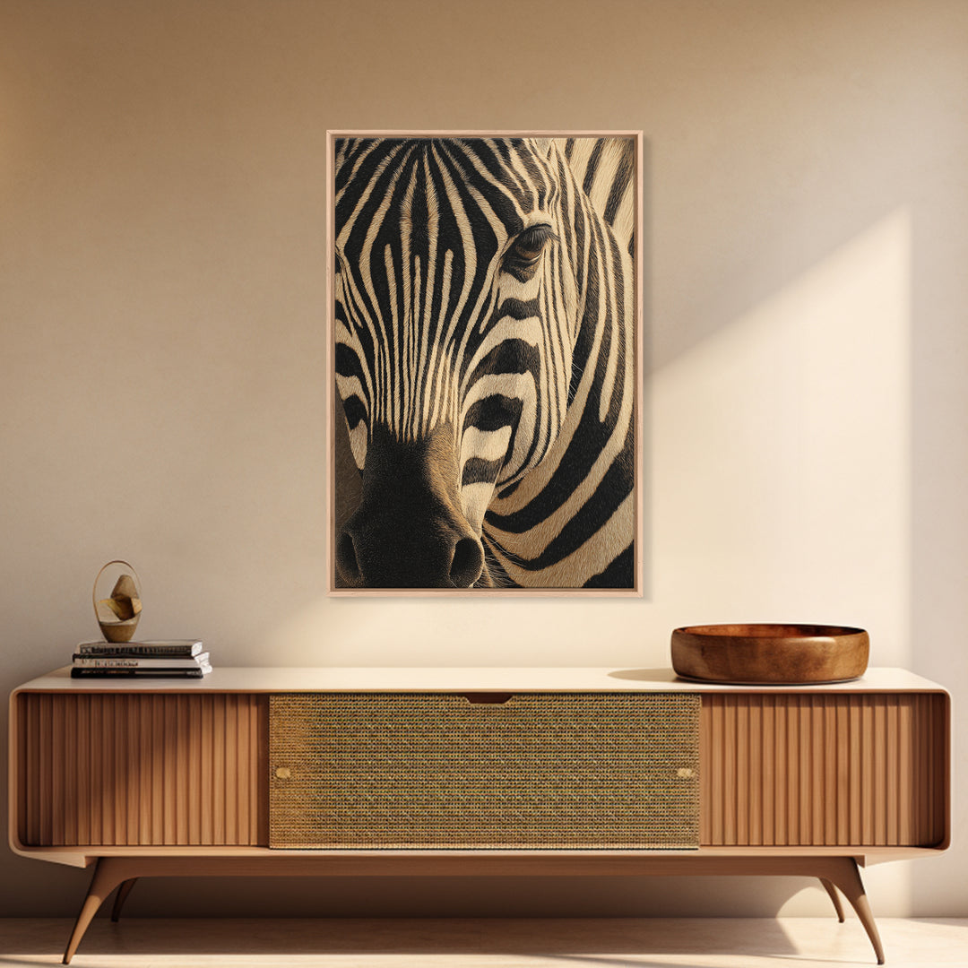 Zebra Stripe Closeup as Graphic Abstraction Canvas Print, Black and White Art, Halloween Decor, Living Room Decor, Monochrome, BAW-2x3-64