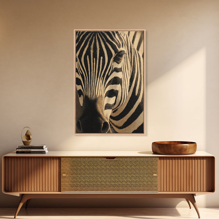 Zebra Stripe Closeup as Graphic Abstraction Canvas Print, Black and White Art, Halloween Decor, Living Room Decor, Monochrome, BAW-2x3-64