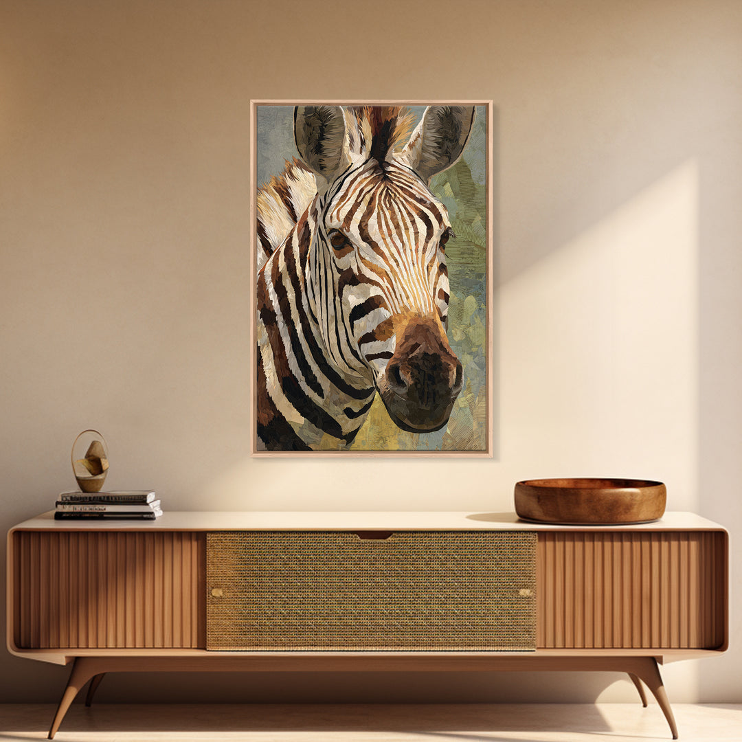 Zebra Stripe Closeup as Graphic Abstraction Canvas Print, Black and White Art, Wood Wall Art, Living Room Decor, Monochrome, BAW-2x3-88