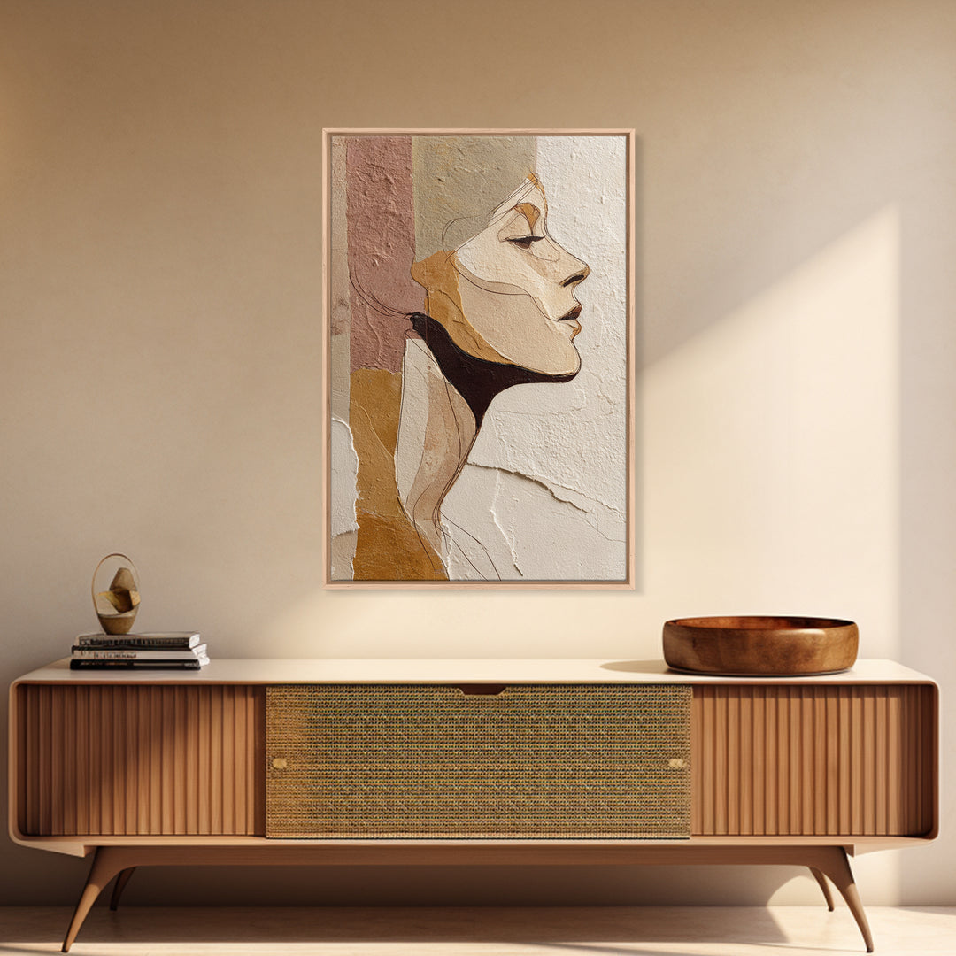Monochrome Female Profile Canvas Print, Black and White Art, Printable, Living Room Decor, Abstract Art, Monochrome, BAW-2x3-9