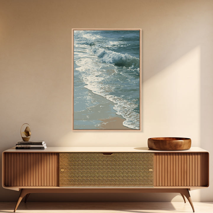 Stormy Ocean Wave Framed Canvas Print, Black and White Art, Gothic Decor, Living Room Decor, Oil Painting, Monochrome, BAW-2x3-90