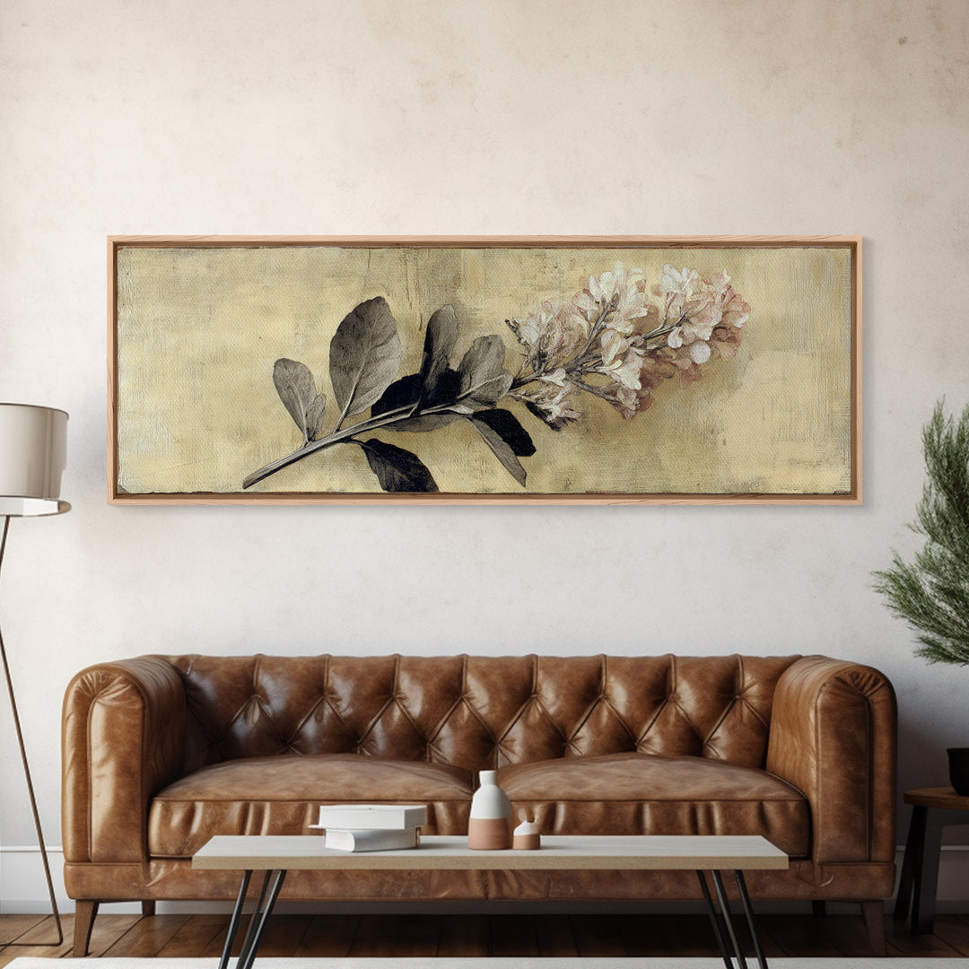Black and White Botanical Specimen Plate Canvas Print, Black and White Art, Gallery Decor, Living Room Decor, Monochrome, BAW-3x1-15