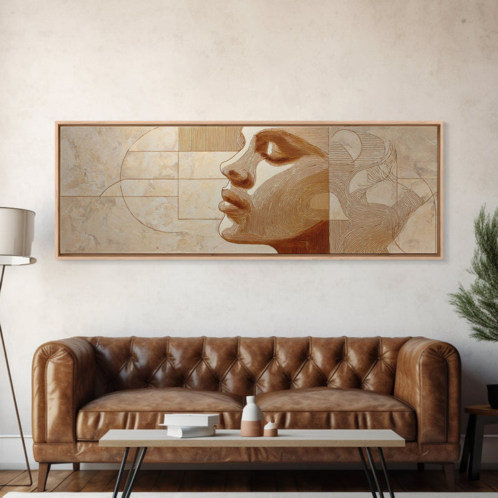 Monochrome Female Profile Canvas Print, Black and White Art, Photo Prints, Living Room Decor, Abstract Art, Monochrome, BAW-3x1-41