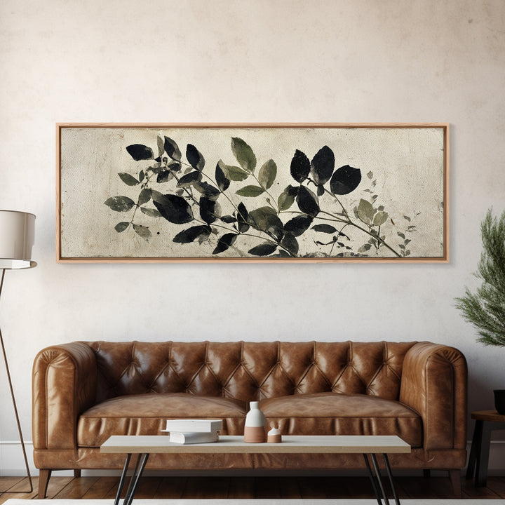 Black and White Botanical Specimen Plate Canvas Print, Black and White Art, Contemporary Art, Living Room Decor, Monochrome, BAW-3x1-63
