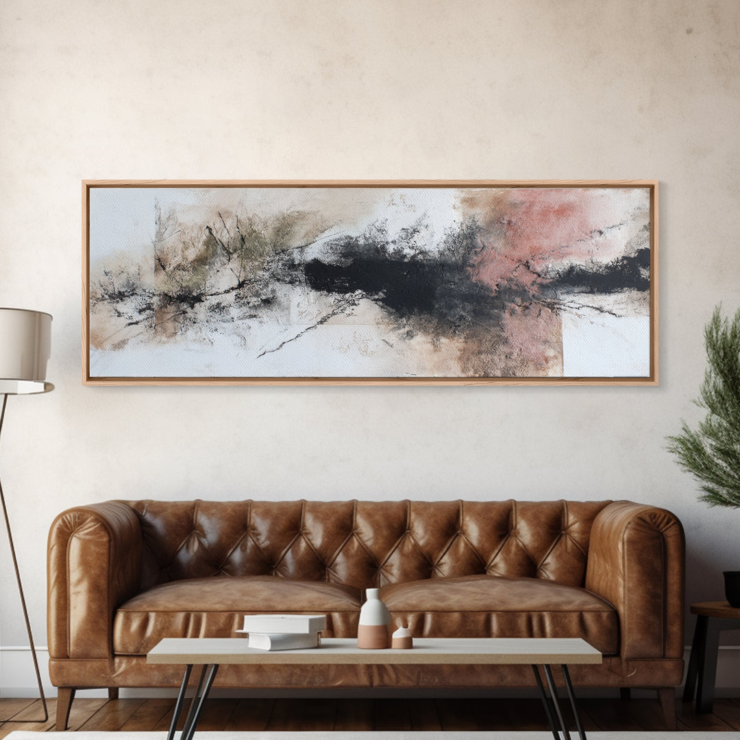 Abstract Charcoal Gestures on White Paper Canvas Print, Black and White Art, Home Decor, Living Room Decor, Monochrome, BAW-3x1-68