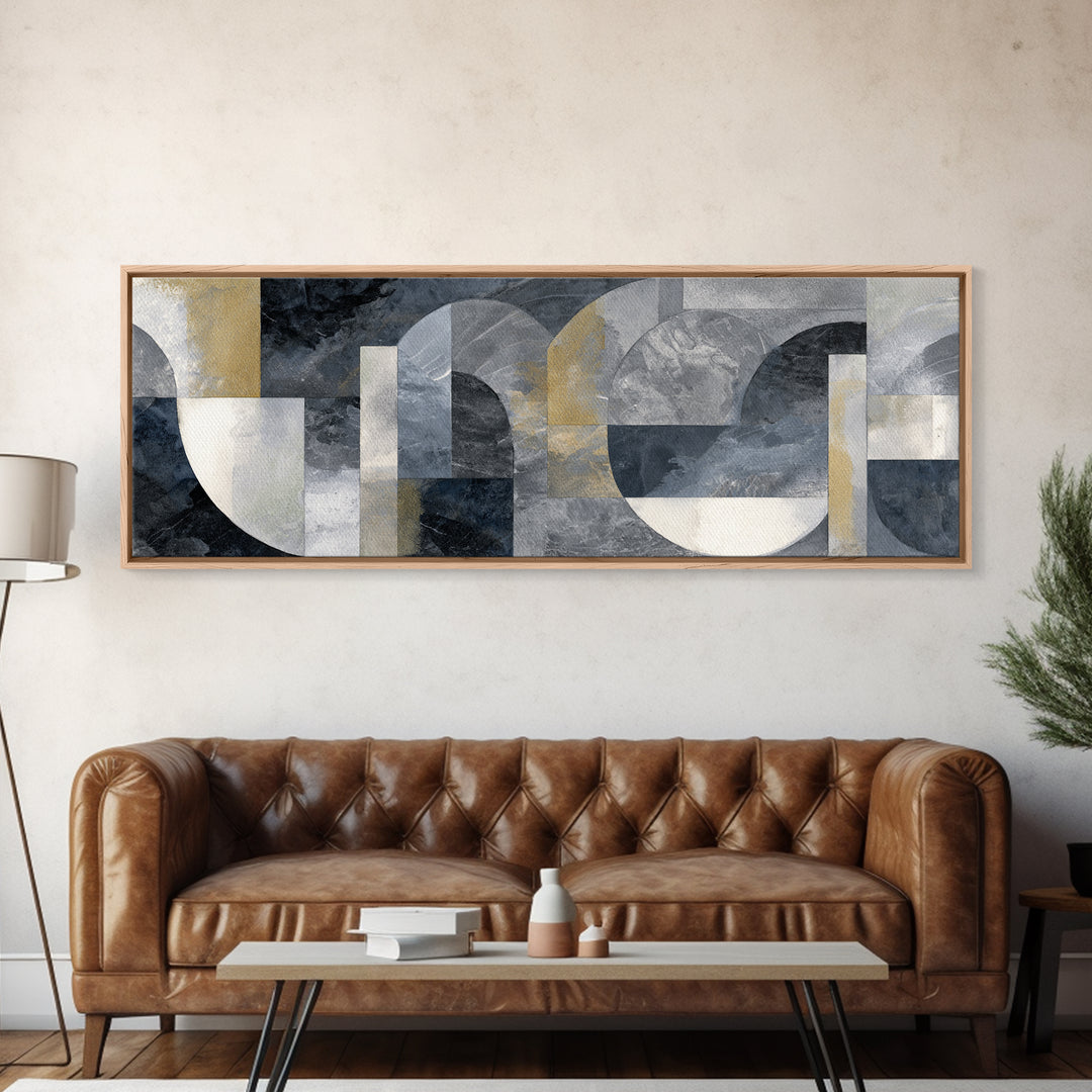 Abstract Marble Texture Framed Canvas Print, Black and White Art, Original Art, Living Room Decor, Abstract Art, Monochrome, BAW-3x1-79