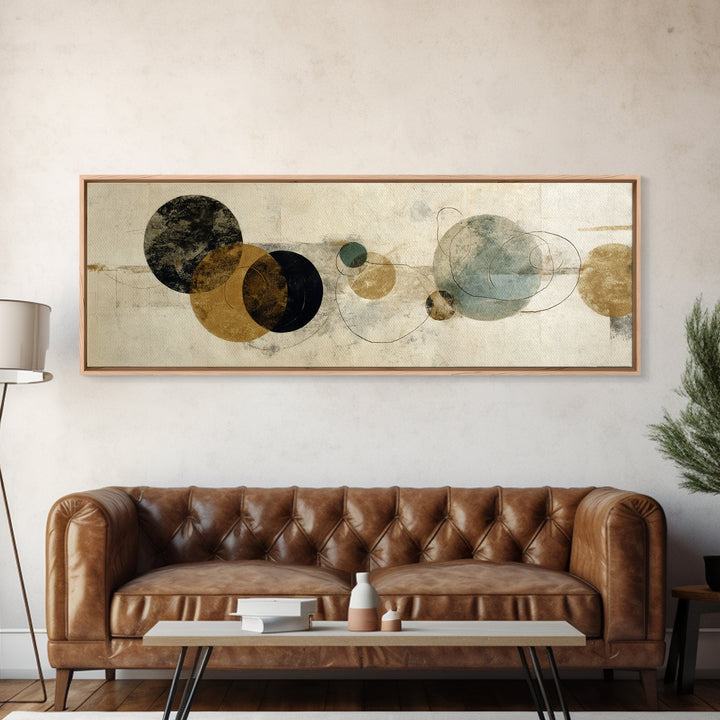 Large Circle and Line Abstract Canvas Print, Black and White Art, Wall Art, Living Room Decor, Abstract Art, Monochrome, BAW-3x1-88