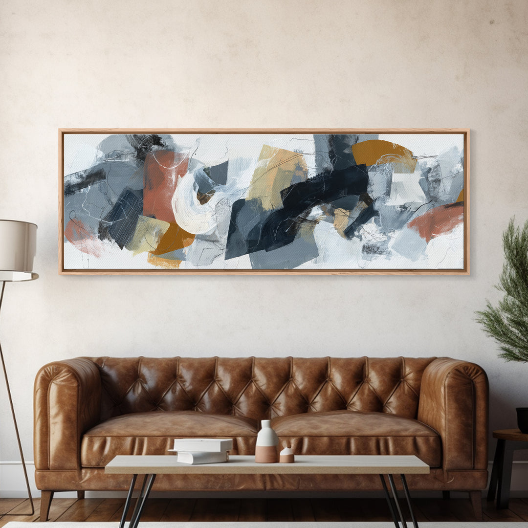 Abstract Charcoal Gestures on White Paper Canvas Print, Black and White Art, Art Prints, Living Room Decor, Monochrome, BAW-3x1-92