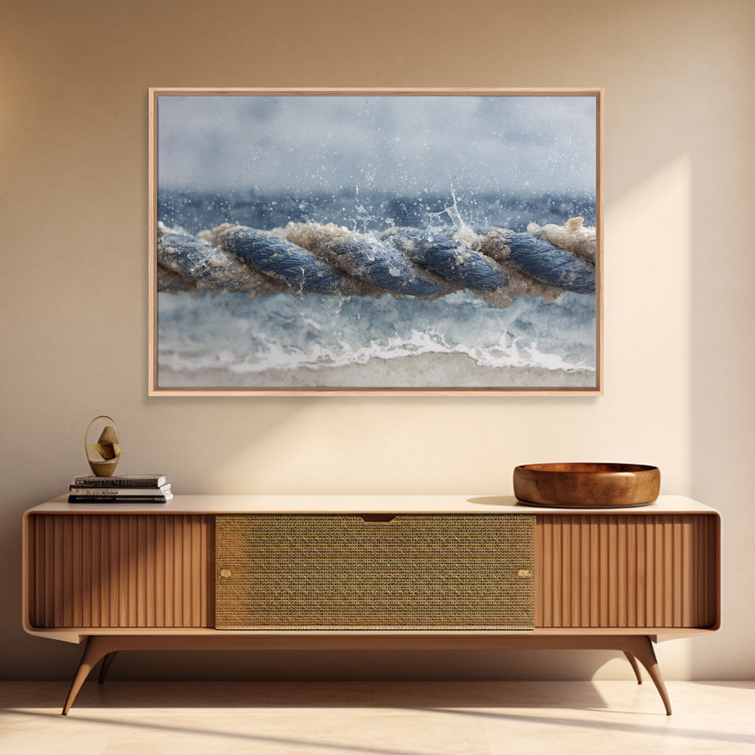 Stormy Ocean Wave Framed Canvas Print, Black and White Art, Gothic Decor, Living Room Decor, Oil Painting, Monochrome, BAW-3x2-14