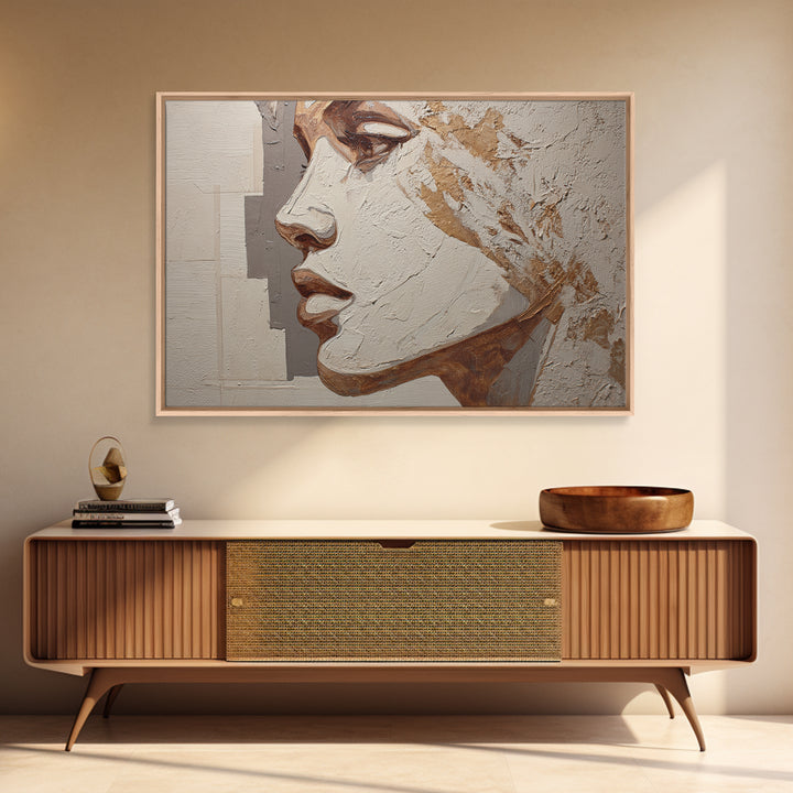 Monochrome Female Profile Canvas Print, Black and White Art, Modern Decor, Living Room Decor, Abstract Art, Monochrome, BAW-3x2-29