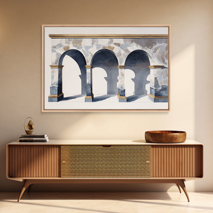 High Contrast Architectural Arches and Shadows Canvas Print, Black and White Art, Statement Artwork, Living Room Decor, BAW-3x2-31