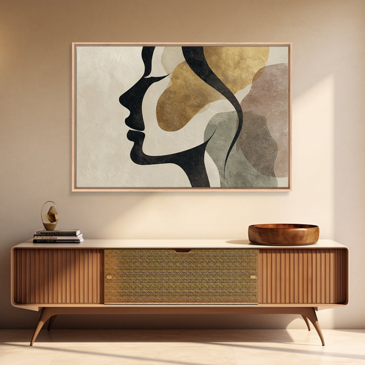 Monochrome Female Profile Canvas Print, Black and White Art, Modern Decor, Living Room Decor, Abstract Art, Monochrome, BAW-3x2-53